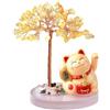 Besttoolifes Albero della fortuna a forma di gatto portafortuna Feng Shui, decorazione Maneki Neko, ricchezza, prosperità, ornamento per casa e ufficio, idea regalo, 13 x 8 cm (giallo)