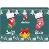 Colorfamily Tappeto Zerbino Natale personalizzato con nome Famiglia 1 figlio Fantasia Natalizia Calze Ingresso Casa Regalo Natale 60x40 cm
