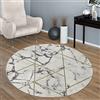 Paco Home Morbidi tappeti marmorizzati a pelo corto in grigio e oro per il soggiorno con motivi diversi, Dimensione:Ø 200 cm tondo, Colore:Oro 4