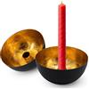 Spetebo Portacandele in metallo, 13 cm, nero opaco e interno oro, set da 2 pezzi, ciotola in design orientale, decorazione da tavolo, portacandele marocchino