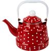 yeeplant Teiera smaltata rossa da 2500 ml per piano cottura, 2500 ml, con pois bianchi, bollitore multifunzione smaltato per acqua bollente, adatta per fornelli a induzione e a gas, design classico