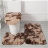 Generico Set di Tappeti da Bagno 3 Pezzi in Microfibra Morbida - Antiscivolo, Assorbente, Lavabile in Lavatrice, Tappetino Shaggy, Contorno WC e Copriasse (Caffè sfumato)