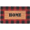 Casatessile CASA Tessile Zerbino Tappeto Ingresso Rettangolare in Cocco, 40X70 cm, Fondo in Gomma Antiscivolo - Stampa Tartan Rosso