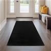 Carpetsale24 Tappeto Runner Nero 60x100 cm Tappeto a Pelo Corto Lavabile, Antiscivolo e Morbido, Design Monocromatico Moderno per Camera da Letto, Cucina e Corridoio