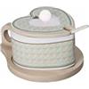Brandani 52514 Scatola Diamantino Con Cucchiaino Porcellana e Supporto in Bamboo, cm 14,5x12x7h, si consiglia lavaggio a mano