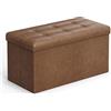 SONGMICS Cassapanca, Pouf Contenitore, Poggiapiedi Pieghevole da 38 x 76 x 38 cm, Ottomano, Regge fino a 300 kg, per Soggiorno, Camera da Letto, Entrata, Marrone Caffè LSF040K11