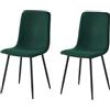 Hela Tische, Set di 2 sedie per sala da pranzo, rivestimento in velluto a coste, colore verde, tubi rotondi, piedini in metallo, portata 120 kg