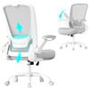 SONGMICS Sedia da Ufficio Girevole, Sedia di Rete da Computer Ergonomica, Supporto Lombare, Oscillante, Seduta 53 cm, Braccioli Pieghevoli, Grigio Tortora OBN037G02