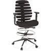 HJH Office 714600 Ergo LINE II Work - Sedia da lavoro in tessuto nero con poggiapiedi, altezza regolabile