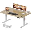 JUMMICO Scrivania Regolabile in Altezza Elettrica 140x70 cm, Scrivania Ergonomica Seduta in Piedi con Vassoio per Cavi e Porta USB, Scrivania per Computer Ufficio, Beige e Bianco