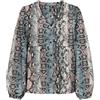 ONLY Onlnova Life Vis L/S Ebba Top, Ombre Blu, L