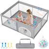 FIVMEN Box 180 x 200 cm con 50 palline da gioco, griglia per gattonare e 4 anelli - Playpen portatile, spaziale grigio