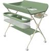 Belfoyer Fasciatoio Neonato Pieghevole Regolabile in Altezza - Portatile con Cinture di Sicurezza, Organizer & Ripiani, Struttura in Metallo Solida (75×68×83-91 cm, Verde)
