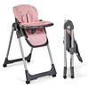 MS BabyWorld - Seggiolone Pappa Evolutivo Tasty | 7 Posizioni di Altezza e 3 di Reclinazione | Vassoio Estraibile e Poggiapiedi Regolabile | Portatile, Pieghevole, Fino a 3 anni (Rosa)
