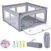 LIFEZEAL Box Bambini e Neonati 0-3 Anni, Recinto, 150x150cm, Già Montato, Pieghevole, Portatile, con Borsa, Maniglie, Palline, Bordo Protettivo, Parco di Gioco, Centro di Attività, in Rete Traspirante