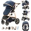 Kakbgee Passeggino combinato 3-in-1, passeggino urbano con seggiolino auto ECE R129, passeggino regolabile in altezza, telaio in alluminio morbido convertibile, adatto per neonati 0-4 anni