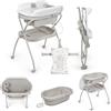 MS BabyWorld - BUBBLE + CUSCINO RIDUTTORE - Vaschetta Bagnetto Ergonomica con Supporto | Fasciatoio Impermeabile Imbottito | Chiusura Compatta | Organizzatore | 4 Ruote con Freni