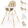 COSTWAY 6-in-1 Seggiolone per Neonati, Seggiolone Prima Pappa, Tavolo e Sedia Convertibile per Bambini, Imbracatura di Sicurezza, Vassoio Rimovibile, per Bambini 6-36 Mesi (Beige+Bianco)