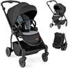 RELAX4LIFE Passeggino Leggero e Reversibile per Bambini 0-3 Anni, con Seduta Fronte Mamma e Strada, Schienale Regolabile, Ruote Ammortizzate, Cestello 36L, Portata 30kg, Omologato CE (NERO)