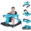 RELAX4LIFE Girello per Bambini 6-in-1, con Altezza e Velocità Regolabili, Seggiolino Imbottito, Musica, Luci, Ruote, a Aeroplano, Giocattolo per Bambini di 6-18 Mesi (BLU)
