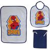 disnei set asilo 3 pezzi bavaglino tovaglietta e sacchetto contenitore DISNEY/AVENGERS (spiderman blu)