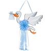 baby idea BabySanity Cicogna Nascita da Esterno Grande Con Fiocco Nascita Bimbo e Nastri Azzurri Misura 100x90 Cm (Cicogna Grande Azzurro)
