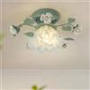 BRRSKBK PZAOJAU Plafoniera a Forma di Fiore in Vetro Francese, corridoio Verde, Montaggio a Semi-Incasso, Nordico Moderno, in Vetro di Latte Bianco Blu, Vicino alla plafoniera per Il Bagno, Foyer, corridoio,