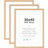 ATOBART Cornice portafoto 30 x 40 cm in legno MDF naturale, set di 3 cornici per foto 30 x 40 cm con vetro acrilico, 30 x 40 da appendere, cornice in legno con passepartout per documenti A4, certificati