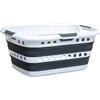5 five simply smart 5five - Cesto de Ropa plegable de 45 l - 3 asas ergonómicas - Cesto de Ropa retráctil Rectangular - Gran capacidad - Gris y Blanco