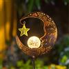 Lifeel Luci solari a forma di luna, giardino, esterni, lampada solare per esterni, metallo, luna, luce solare a LED, sfera di vetro, luci da giardino, illuminazione da vialetto impermeabile e picchetto