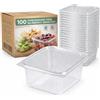 ecodrinks - 100 Contenitori per Alimenti Ermetici - Vaschette Quadrate Impilabili per Pasta, Frutta e Verdura - Adatti a Frigo e Freezer con Coperchio Salvafreschezza (250 ml)