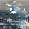 SYSZOZ Elicottero Ventilatore Da Soffitto Con Luce Moderna LED Plafoniera Con Ventilatore Dimmerabile Con Telecomando Lampada Con Ventilatore Camera Dei Bambini Camera Da Letto Soggiorno Lampadario (Blue)