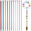 Chiluxendo 11 Pezzi Uncinetto Tunisino, 2mm-8mm Professionali Ferri da Maglia, Set Uncinetti in Alluminio Colorati, Lunghe Crochet Hook Kit con 10 Marcatori di Punto, per Vari Progetti di Maglieria