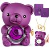 goldmiky Rosa Eterna Confezione Regalo,Confezione Regalo con Orsetto Rosa Eterna,Orsetto di Stabilizzata Vera Regalo,Orso Eterna Collana a Cuore San Valentino per Lei,Regali Natale,Compleanno,Festa Mamma