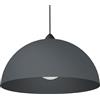 L+ Lampadario a Sospensione Moderno per Cucina e Soggiorno | Lampada Mezza Sfera Metallo 40cm E27 | Design Industriale Made in Italy (Grigio Antracite RAL 7016, Cavo 80cm)