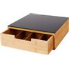 CASA MILANO Cassetto Porta Cialde o Capsule in Bamboo e Vetro 31 x 30 x 10 cm