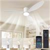 KittVegi Silenzioso Ventilatore da Soffitto 130CM Con Luce e Telecomando - 60W DC Reversibile, 6 Velocità, 3 Pale, Timer, Lampada Dimmerabile - Bianco