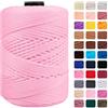 CAMAL Cordino per Borse Uncinetto Macramè Filo 3mm Filo Poliestere 170m Corda Macrame Filato per Borse Uncinetto Spago Colorato Corde Colorate per Artigianato, Lavoro a Maglia (Rosa Chiaro)