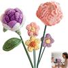 UZYXC 5 Fiori all'Uncinetto con Garofani e Rose - Bouquet Artificiale Fatto a Mano per Mamma, Insegnante - Regalo Festa della Mamma, San Valentino