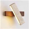 SJHPZG Applique da Parete a LED in travertino Quadrato Interni Rotazione a 180° Lampada da Parete in Pietra Naturale Luce Calda 3000K Moderna Lampada da Parete in Legno per Bagno