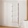 EMKE Scaldasalviette Elettrico Bagno,Curvo,120 x 50cm, 500W,Termoarredo Asciugamani da Bagno con WIFI Termostato,Bianco,Radiatore da Bagno