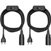ledscom.de 2 cavi tessili LEHA, spina, interruttore, nero lucido, 3 m, portalampada, 1x E14 max. 60 W