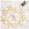MIJOMA Catena luminosa a forma di stella in legno, 10 LED, luce bianca calda, timer 6/18, funzionamento a batteria, lunghezza 1,2 m, decorazione natalizia per interni