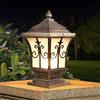 BLOOHK Lampada da esterno a palo, lanterna vintage con piedistallo in bronzo e pannelli in vetro satinato, lampada da testa a colonna impermeabile IP65 per giardino, patio, recinzione, cancello, terra