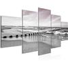 Runa Art - Quadri Spiaggia Mare 200 x 100 cm 5 Pezzi XXL Decorazione Murale Design Grigio Rosa 025251b