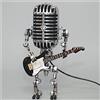 Qklovni Retro Style Microphone Robot Lamp Holding Guitare Vintage | Robot Desk Lamp with LED | Creative Steampunk lamp for Bedrooms, Bar, Restaurant