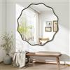 BEAUTYPEAK Specchio rotondo 106 cm, specchio da parete rotondo ondulato, specchio da bagno, telaio in metallo, facile da montare, moderno per bagno, soggiorno, camera da letto, corridoio, ingresso