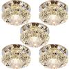 GLETSF 5 Pezzi Faretto LED in Cristallo 3W/5W Faretto Rotondo in Cristallo, Plafoniera Moderna in Cristallo da 4 per Corridoio, Atrio, Cucina, Ingresso Dimensioni di Taglio: 50-90 MmWhite Light-3W