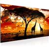 Runa Art Quadri Moderni Africa Tramonto Tela Non Tessuta Soggiorno Corridoio Giraffa Savana Arancia 001512b