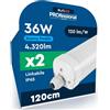 Eurocali 2 Plafoniere LED Impermeabili 36W 120CM 4320 Lumen Waterproof IP65 - Luce Fredda 6500K - Tubo Plafoniera Lineare Fascio 120° per Box Garage Magazzino e Ufficio con Alta Luminosità 120 lm/W
